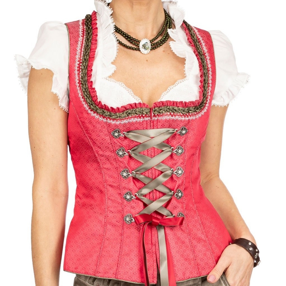 NWT Kruger Dirndl Traditional Dirndl Corsage Galina Red Size EU 40 US 10